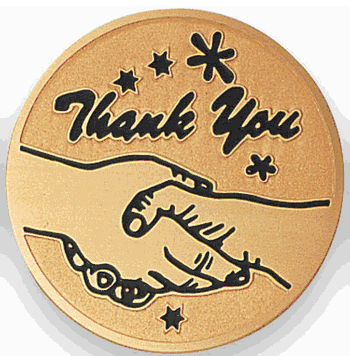 Thank You Medal Insert (Etched) - Click to enlarge