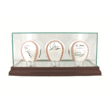 Three Baseball Glass Display Case - Click to enlarge