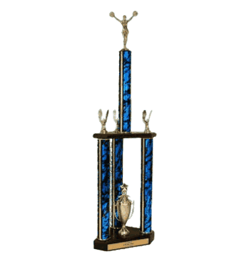 Three Column Trophy with Wood Base - Click to enlarge