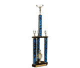 Three Column Trophy with Wood Base