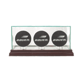 Three Hockey Puck Glass Display Case