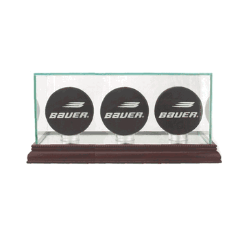 Three Hockey Puck Glass Display Case - Click to enlarge