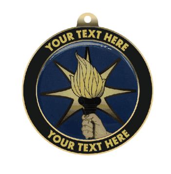 Torch Insert Medal with Personalized Rim - Click to enlarge