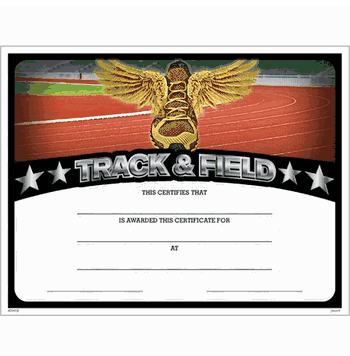 Track & Field Certificates - Click to enlarge
