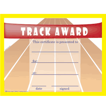 Track Award Certificate - Free Template - Click to enlarge