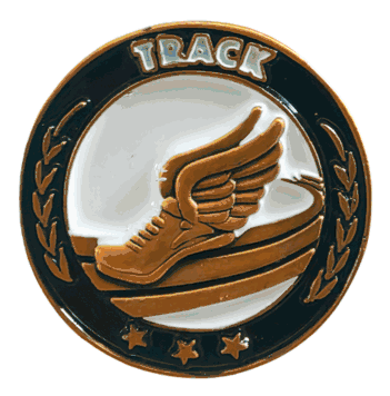 Track Gold Enamel Lapel Pin - Click to enlarge