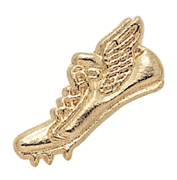 Track Shoe Gold Chenille Lapel Pins - Click to enlarge