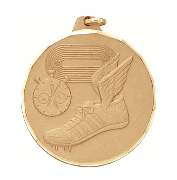 Track Shoe & Stop Watch - 2 Inch Diamond Cut Edge Medal with Ribbon - Click to enlarge