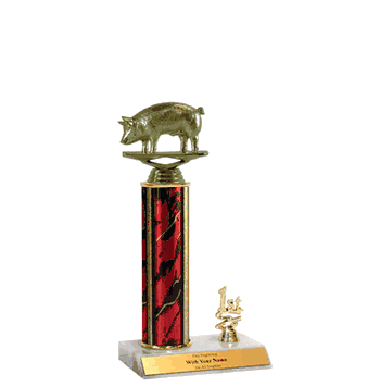 Trophies With Place Trim (1st, 2nd, or 3rd) - Pig Figure - Click to enlarge