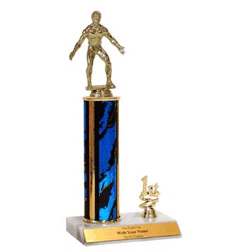 Wrestling Trophy with Place Trim (1st, 2nd, or 3rd) - Click to enlarge