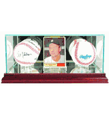 Two Baseball & Card Glass Display Case