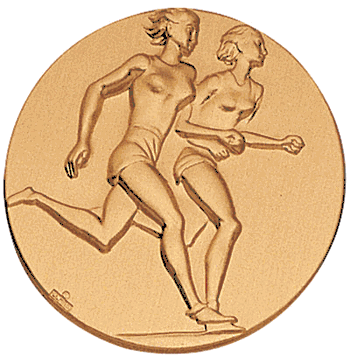 Two Runners Female Litho Medal Insert - Click to enlarge