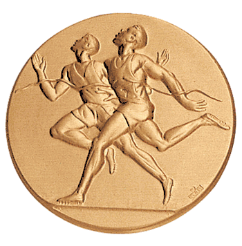 Two Runners Male Litho Medal Insert - Click to enlarge