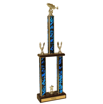 Two-Tier Championship Trophy w/ Wood Base - Bass Fish - Click to enlarge