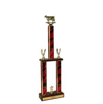 Two-Tier Championship Trophy w/ Wood Base - Cow Figure - Click to enlarge