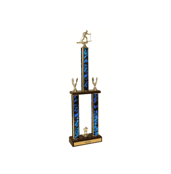 Two-Tier Championship Trophy w/ Wood Base - Cross Country Skiing - Click to enlarge