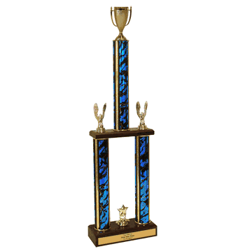 Two-Tier Championship Trophy w/ Wood Base - Cup - Click to enlarge