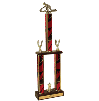 Two-Tier Championship Trophy w/ Wood Base - Curling - Click to enlarge