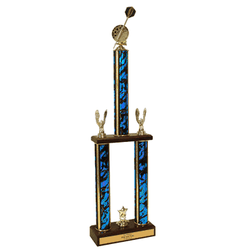 Two-Tier Championship Trophy w/ Wood Base - Darts - Click to enlarge