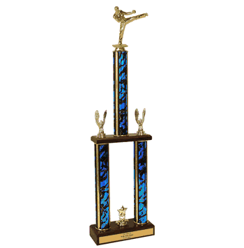 Two-Tier Championship Trophy w/ Wood Base - Karate - Click to enlarge