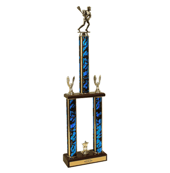 Two-Tier Championship Trophy w/ Wood Base - Lacrosse - Click to enlarge