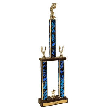 Two-Tier Championship Trophy w/ Wood Base - Paintball - Click to enlarge