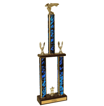 Two-Tier Championship Trophy w/ Wood Base - Pinewood Derby - Click to enlarge
