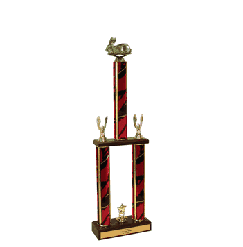 Two-Tier Championship Trophy w/ Wood Base - Rabbit Figure - Click to enlarge