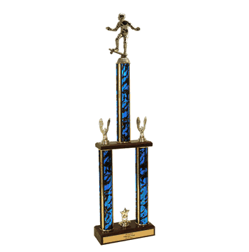 Two-Tier Championship Trophy w/ Wood Base - Skateboarding - Click to enlarge