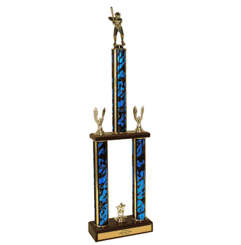 Two-Tier Championship Trophy w/ Wood Base - Softball - Click to enlarge