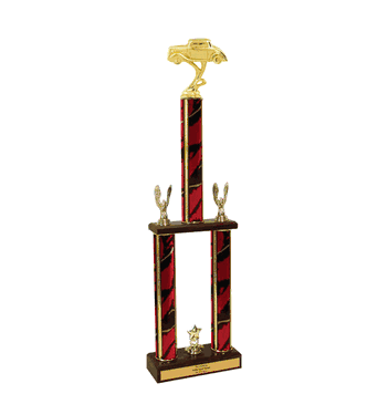 Two-Tier Championship Trophy w/ Wood Base - Street Rod Figure - Click to enlarge