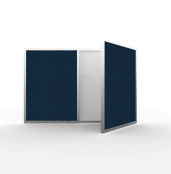 VisuALL PC Whiteboard Cabinet with Fabric Bulletin Board Exterior Doors, Blue - Click to enlarge