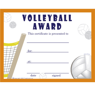Volleyball Certificate Templates