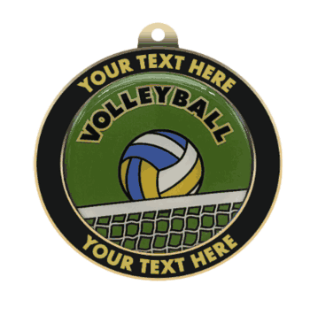 Volleyball Insert Medal with Personalized Rim - Click to enlarge
