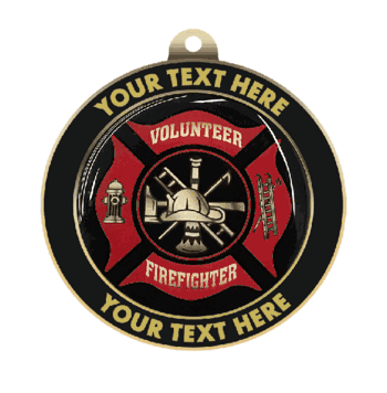 Volunteer Firefighter Insert Medal with Personalized Rim - Click to enlarge