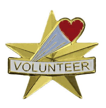 Volunteer Star-Shaped Heart Pin - Click to enlarge
