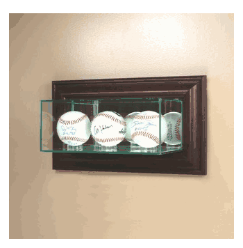Wall Mounted Triple Baseball Glass Display Case - Click to enlarge