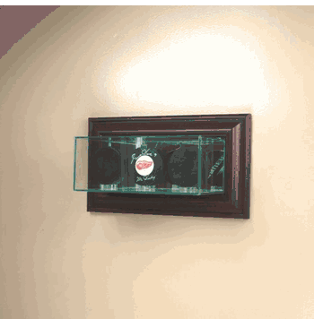 Wall Mounted Triple Puck Glass Display Case - Click to enlarge