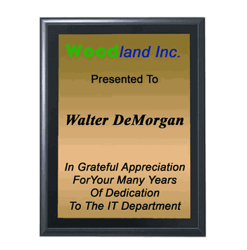 Wall Plaque - Black Finish - 8" x 10" - Click to enlarge