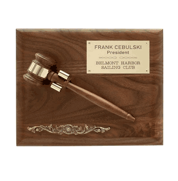 Walnut Plaque with Removable Gavel - Click to enlarge