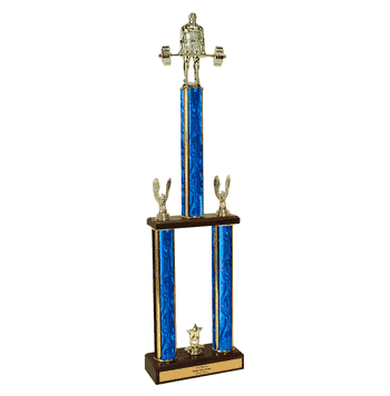 Weightlifter Two Tier Championship Trophy with Wood Base - Click to enlarge