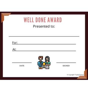 Free Well Done! Certificate Template | TrophyCentral