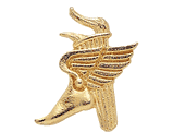 Winged Foot Torch Lapel Pins in Gold Finish