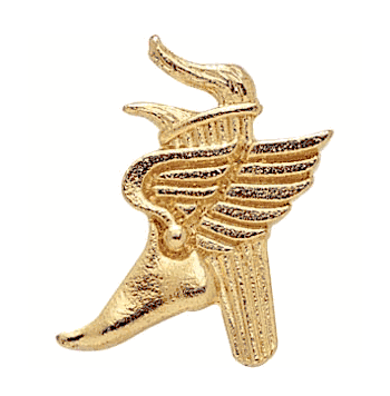 Winged Foot Torch Lapel Pins in Gold Finish - Click to enlarge
