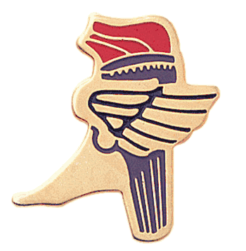 Winged Foot Track & Torch Pins - Click to enlarge