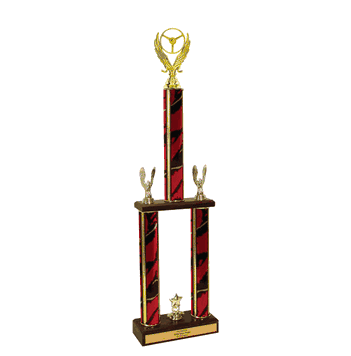 Winged Wheel Two Tier Championship Trophy with Wood Base - Click to enlarge