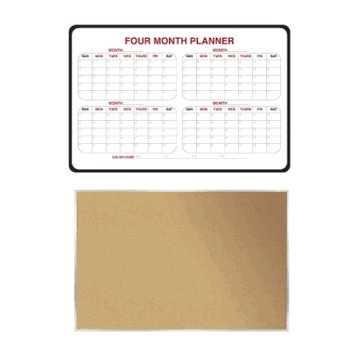 Work from Home Bundle, 4-Month Planner Whiteboard and Natural Cork Bulletin Board, 2'H x 3'W - Click to enlarge