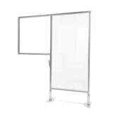 Workstation Divider with Clear Thermoplastic Desk Panel and Floor Panel, Open Channel Aluminum Frame, 57"H x 47"W