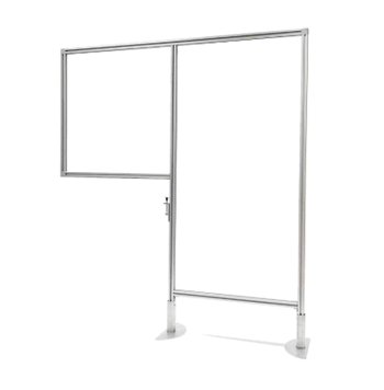 Workstation Divider with Clear Thermoplastic Desk Panel and Porcelain Whiteboard Floor Panel, Open Channel Aluminum Frame, 57"H x 47"W - Click to enlarge