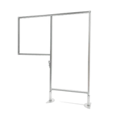 Workstation Divider with Clear Thermoplastic Desk Panel and Porcelain Whiteboard Floor Panel, Open Channel Aluminum Frame, 57"H x 47"W